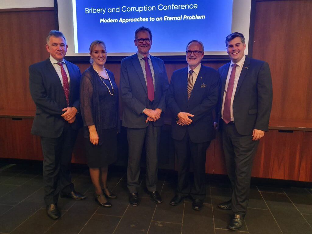 Mr Glenn Ferguson AM, Commissioner Katarina Carroll APM, Mr Alan MacSporran QC, Hon Marshall Irwin, Hon Mark Ryan MP